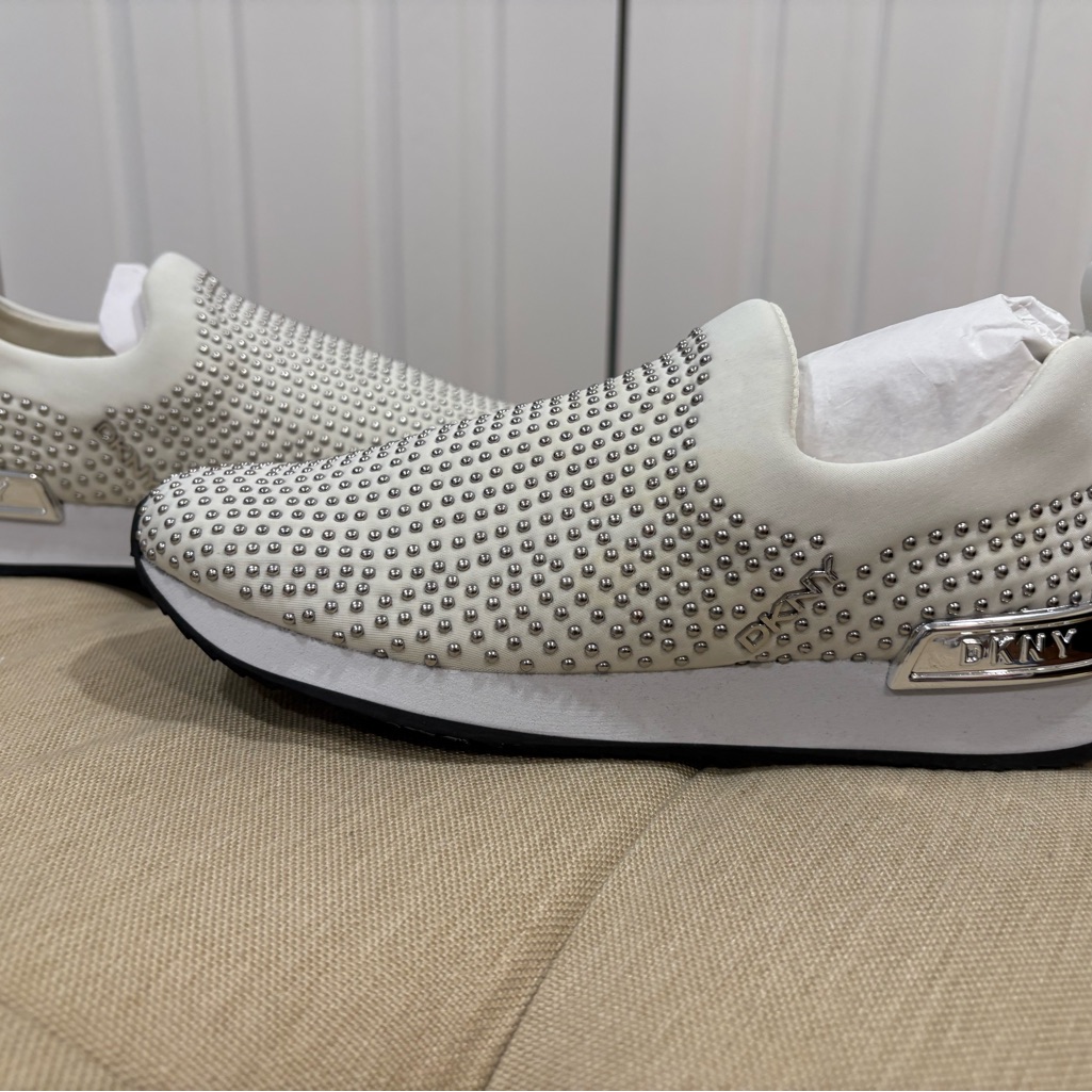 Dkny White Studded Athletic Shoes